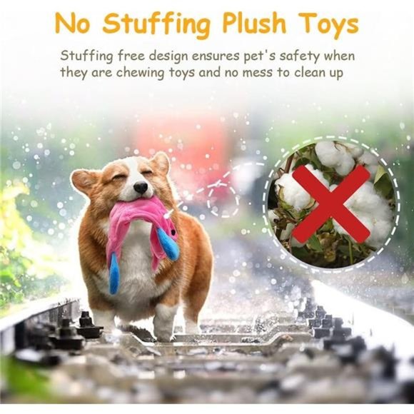 No Stuffing Dog Toy,Crinkle Squeaky Dogs Teething Chew Toys Set for Small Medium - Picture 3 of 6